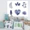 Designart - Abstract Blue Set Of Plant Leaves - Traditional Canvas Wall Art Print
